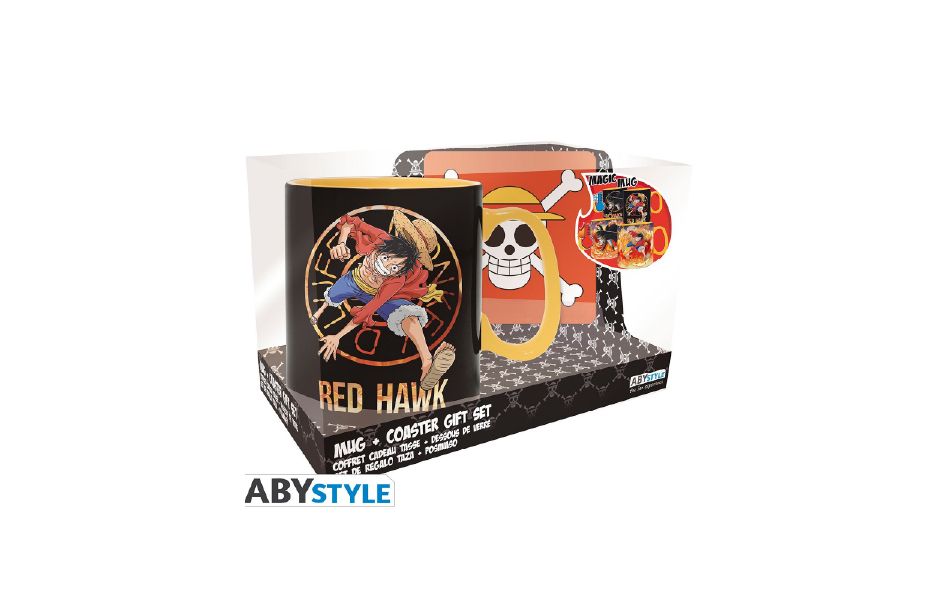 TOY One Piece Heat Change Mug Luffy & Sabo + Coaster Gift Set