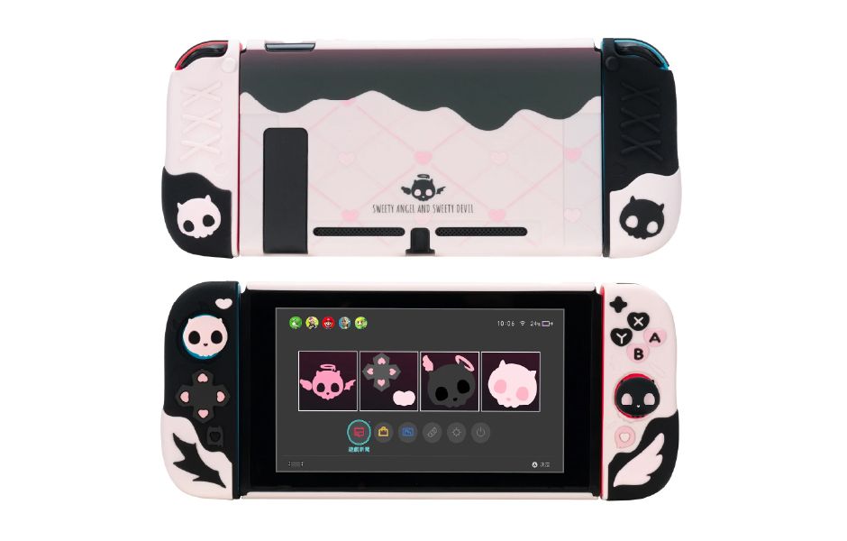 GeekShare Pink Skull Silicone Protective Case for Nintendo Switch V1/V2