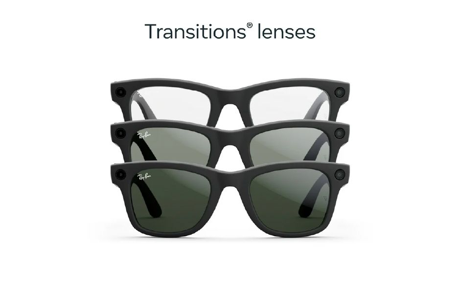 Ray-Ban Meta Glasses Wayfarer (Gen 2) - Shiny Black/Clear-Graphite Green Transitions