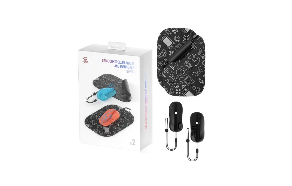 JYS Game Controller Mouse Stand with Mouse Pad (Black) for Nintendo Switch 2 Joy-Con (Set of 2)