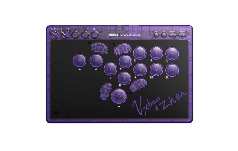 8BitDo Bluetooth Arcade Controller Transparent Purple