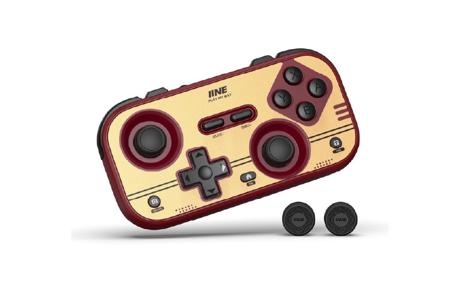 IINE Retro Pocket Game Controller Red (Switch 1, Switch 2, Steam Deck, PC, Android, iOS, tablets)